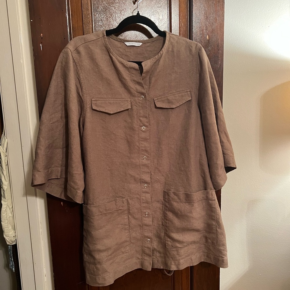 Linenfox Heavy Linen Overshirt – Pippa in Cacao, size S-M - Picture 1 of 4